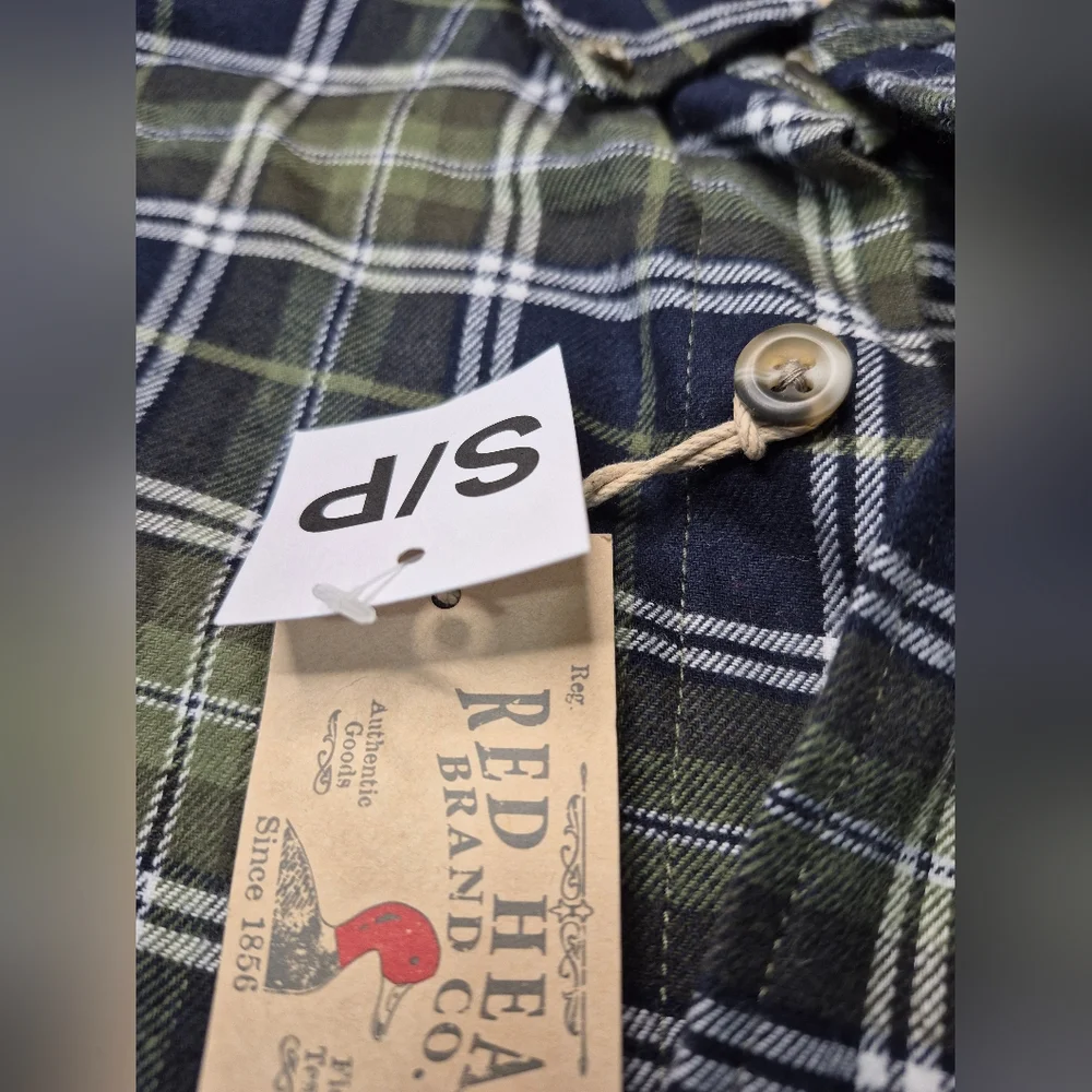 RedHead Men's Blue and Green Plaid Button Down Flannel Shirt 1520/425
